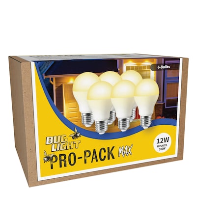 Miracle Led LED Bug Light MAX Pro-Pack 12W Replaces 100W Lightbulbs, Amber, Deters Insects, 6PK 801983
